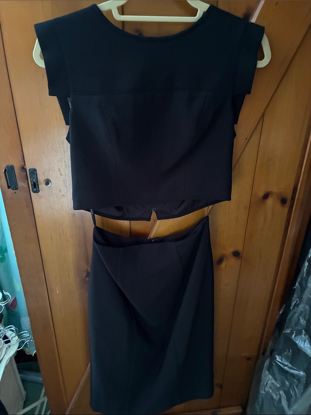 Two-Piece Black Crop Top and Skirt Set